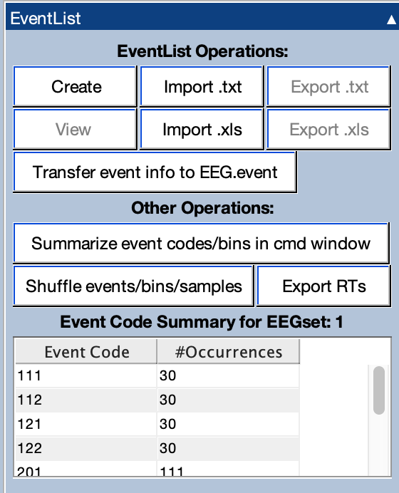 EventList Panel