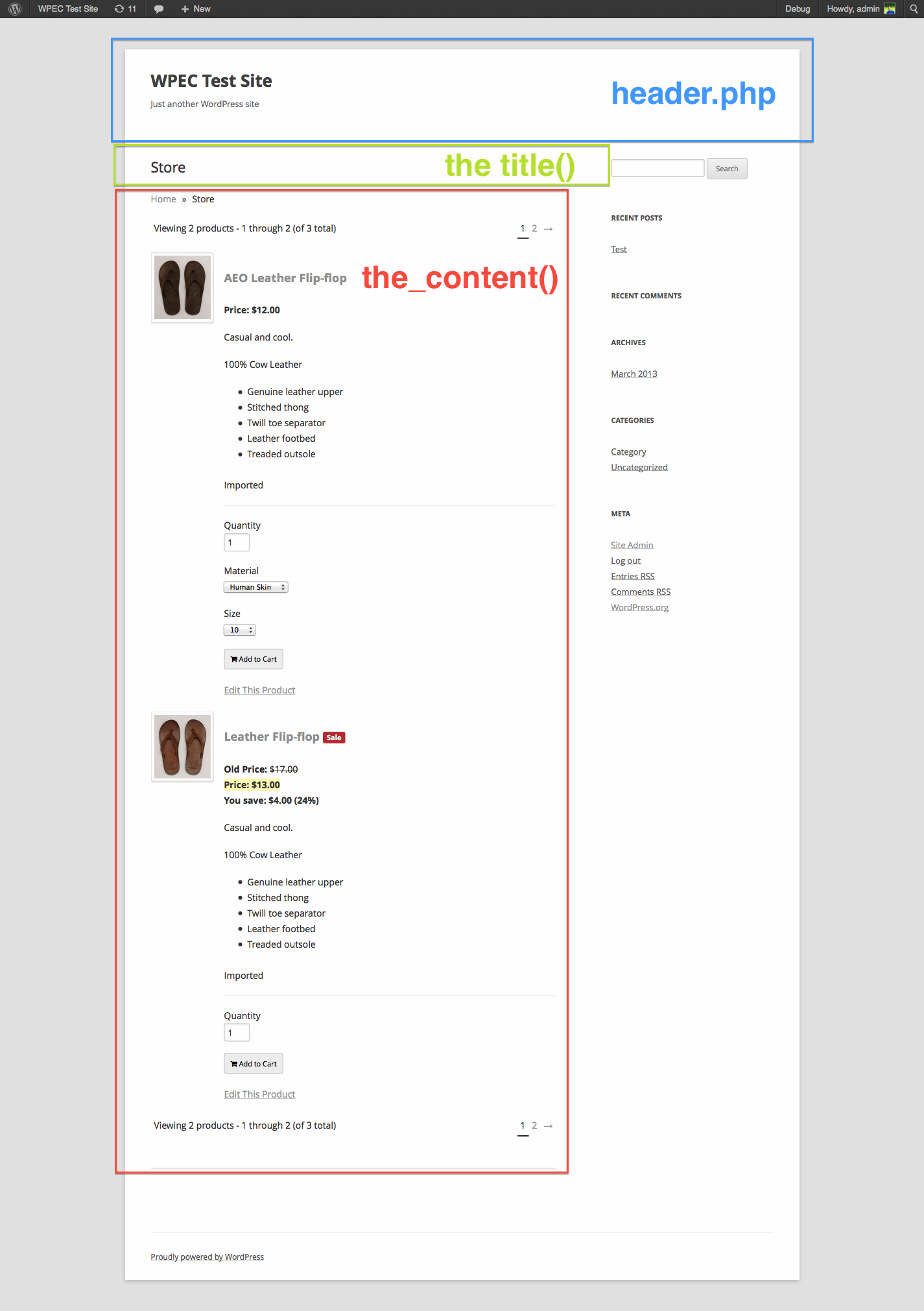 Main Store page